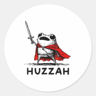 Retro Huzzah Froschritter Lustiges Schwert Meme Zi Runder Aufkleber
