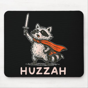 Retro Huzzah Waschbär Ritter Lustiges Schwert Meme Mousepad