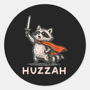 Retro Huzzah Waschbär Ritter Lustiges Schwert Meme Runder Aufkleber