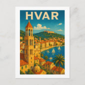 Retro Hvar Croatia Adria Coast Travel Postkarte (Vorderseite)