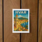 Retro Hvar Croatia Adria Coast Travel Postkarte