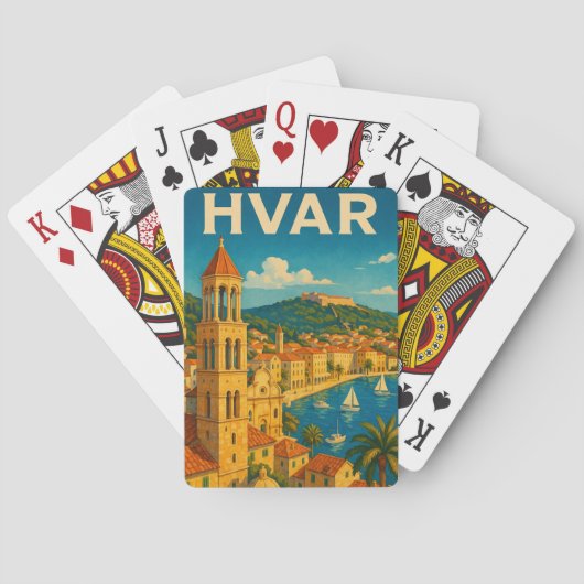 Retro Hvar Croatia Adria Coast Travel Spielkarten (Rückseite)