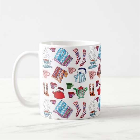 Retro Hyge Hand Drawn Tee Kettles Strümpfe Kaffeetasse (Links)