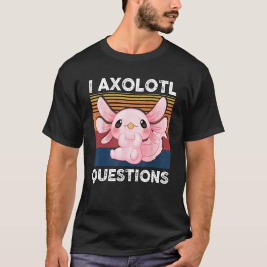 Retro I Axolotl Question Pink Salamander Kids Mom  T-Shirt (Vorderseite)