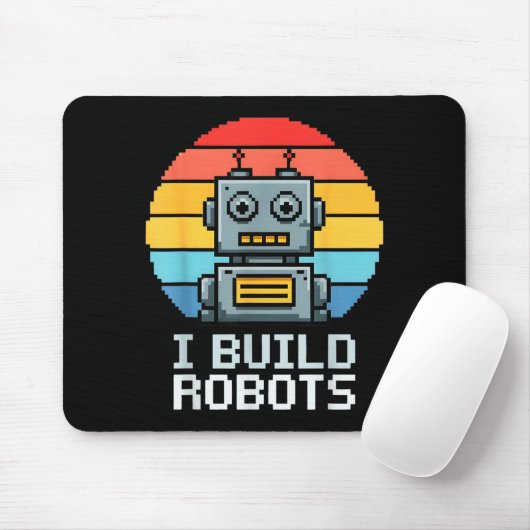 Retro I Build Robots Robotics Engineering Ai Tech  Mousepad (Mit Mouse)