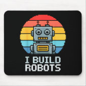 Retro I Build Robots Robotics Engineering Ai Tech  Mousepad (Vorne)
