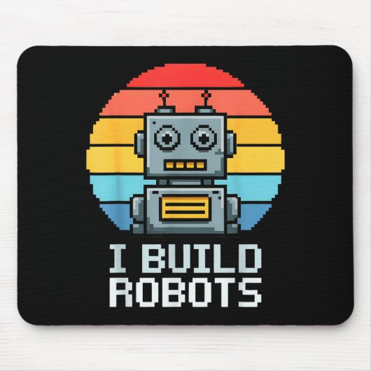 Retro I Build Robots Robotics Engineering Ai Tech  Mousepad (Vorne)