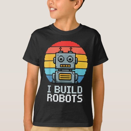 Retro I Build Robots Robotics Engineering Ai Tech  T-Shirt (Vorderseite)