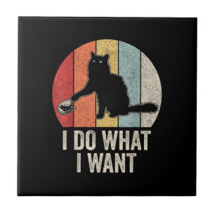 Retro I Do I What I Woll Cat Shirt Cat Lover Eigen Fliese