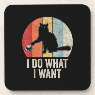 Retro I Do I What I Woll Cat Shirt Cat Lover Eigen Getränkeuntersetzer