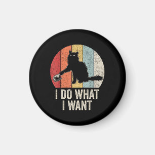 Retro I Do I What I Woll Cat Shirt Cat Lover Eigen Magnet