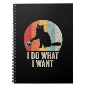 Retro I Do I What I Woll Cat Shirt Cat Lover Eigen Notizblock