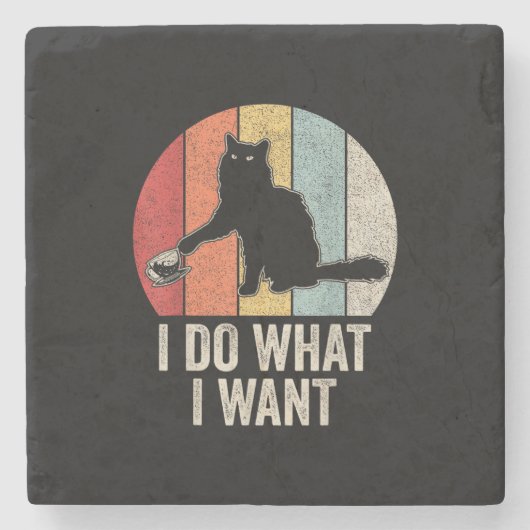 Retro I Do I What I Woll Cat Shirt Cat Lover Eigen Steinuntersetzer (Vorderseite)