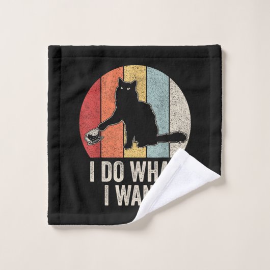 Retro I Do I What I Woll Cat Shirt Cat Lover Eigen Waschlappen (Waschlappen)