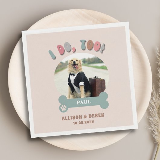 Retro I do to Dog Foto Name Personalisiert Hochzei Serviette