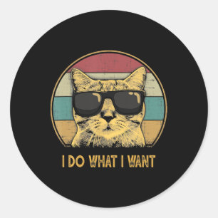 Retro I Do, was ich Gewollt Cat Funny Cat Lover Runder Aufkleber