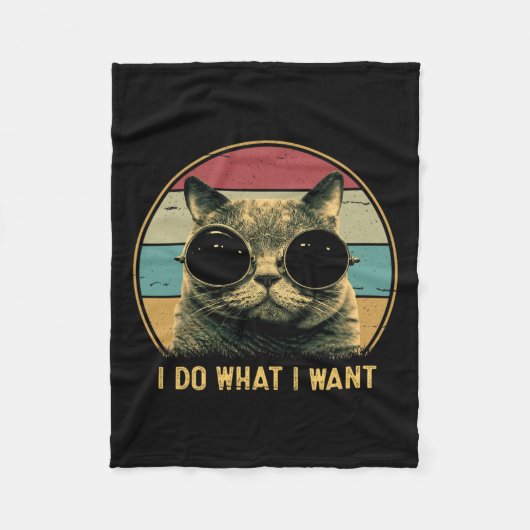 Retro I Do, was ich Gewollt Funny Cat Lover Fleecedecke (Vorderseite)