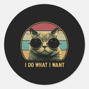 Retro I Do, was ich Gewollt Funny Cat Lover Runder Aufkleber