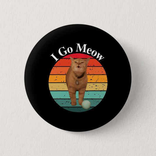 Retro I Go Meow Funny Cat Singmememe Button (Vorderseite)