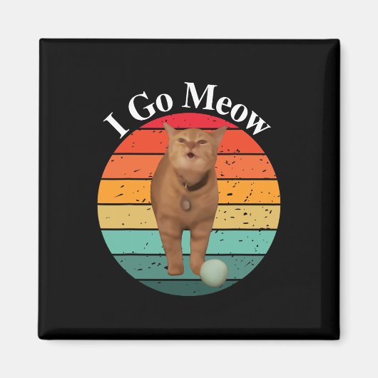 Retro I Go Meow Funny Cat Singmememe Magnet (Vorne)