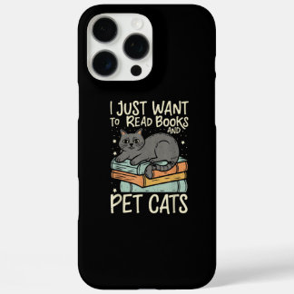 Retro I Just Want to Read Books and Pet Cats Cat iPhone 16 Pro Max Hülle
