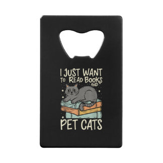 Retro I Just Want to Read Books and Pet Cats Cat Geldbeutel Flaschenöffner
