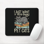 Retro I Just Want to Read Books and Pet Cats Cat Mousepad (Mit Mouse)