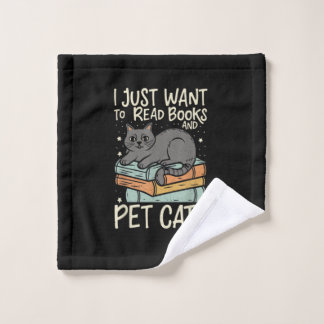 Retro I Just Want to Read Books and Pet Cats Cat Waschlappen