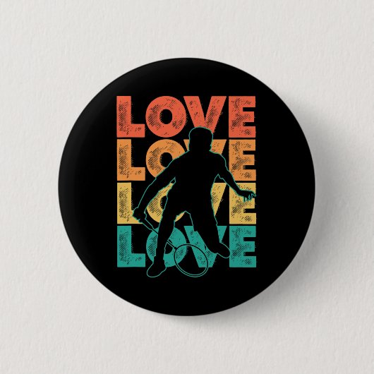 Retro I Liebe Badminton Theme Graphic Design Button (Vorderseite)