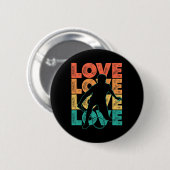 Retro I Liebe Badminton Theme Graphic Design Button (Vorne & Hinten)