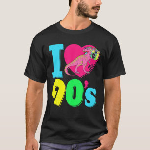 Retro I Liebe Das Kostüm der 90er Jahre Party Dino T-Shirt