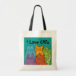 Retro i-Liebe-Katzen-Budget-Taschen-Tasche Tragetasche