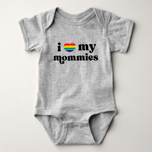 Retro I Liebe Meine Momme Quee Mamas Regenbogen Baby Strampler (Vorderseite)