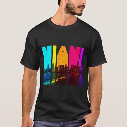 Retro I Liebe Miami Floria Skyline T-Shirt (Vorderseite)
