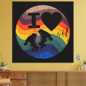 Retro I Liebe Roller Skaten Distressed Look Leinwanddruck (Insitu (Wohnzimmer))