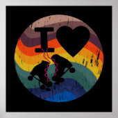 Retro I Liebe Roller Skaten Distressed Look Poster (Vorne)