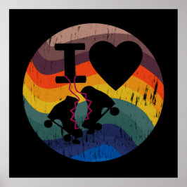 Retro I Liebe Roller Skaten Distressed Look Poster