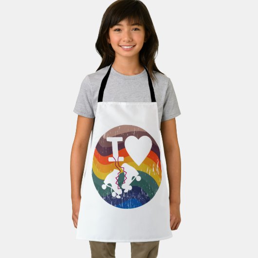 Retro I Liebe Roller Skaten Distressed Look Schürze (Insitu)