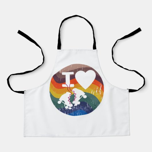 Retro I Liebe Roller Skaten Distressed Look Schürze (Vorderseite)