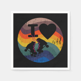 Retro I Liebe Roller Skaten Distressed Look Serviette