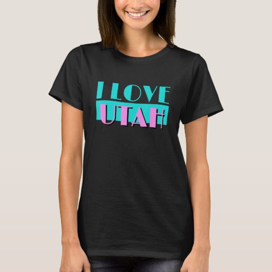 Retro I LIEBE UTAH Neon Logo Classic Utah UT Staat T-Shirt (Vorderseite)