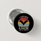 Retro I like Bats Shirt Animal Bat Lover Geschenk Button (Vorne & Hinten)