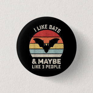 Retro I like Bats Shirt Animal Bat Lover Geschenk Button