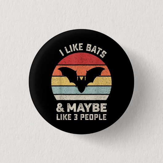 Retro I like Bats Shirt Animal Bat Lover Geschenk Button (Vorderseite)