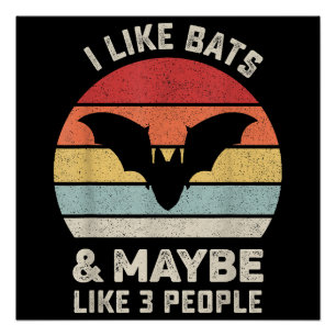 Retro-I-Like-Bats-Shirt Tier Fledermausliebhaber-G Poster
