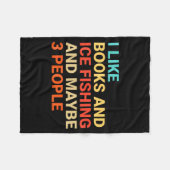 Retro I Like Books And Ice Fishing Lover Funny Fleecedecke (Vorderseite (Horizontal))