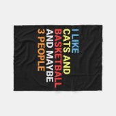 Retro I Like Cats And Basketball Lover Funny Cat  Fleecedecke (Vorderseite (Horizontal))