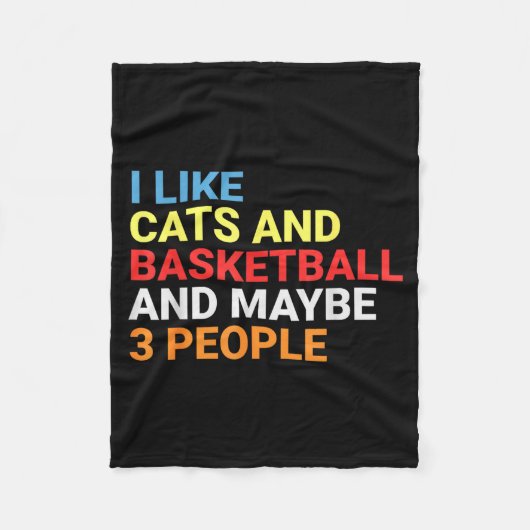 Retro I Like Cats And Basketball Lover Funny Cat  Fleecedecke (Vorderseite)