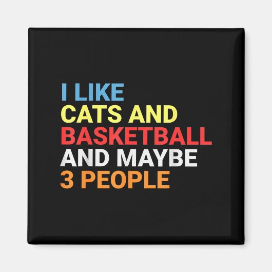 Retro I Like Cats And Basketball Lover Funny Cat  Magnet (Vorne)