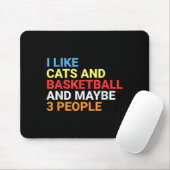 Retro I Like Cats And Basketball Lover Funny Cat  Mousepad (Mit Mouse)